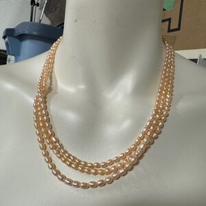 Necklace of soft pink baby cultured pearls